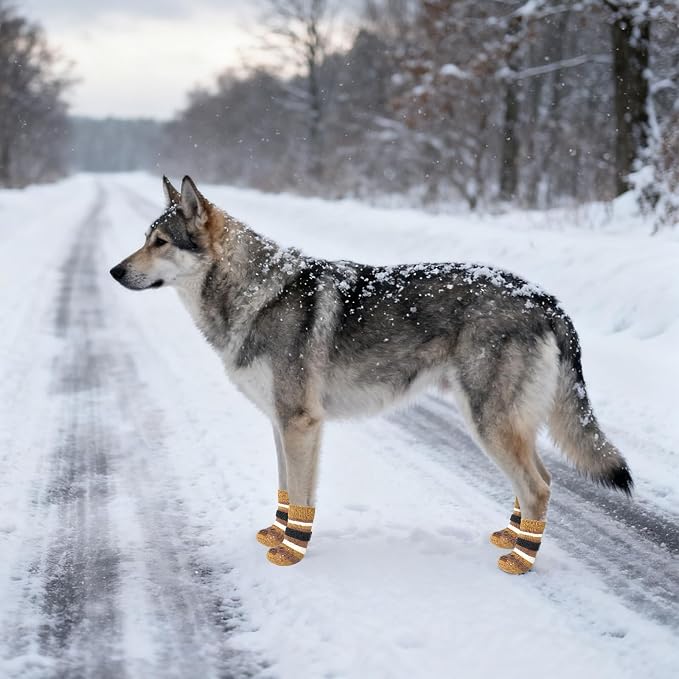 KOOLTAIL Anti Slip Dog Socks to Prevent Licking Paws and Slipping, Extra-Thick Grip Pet Boots & Paw Protectors, Winter Warm Puppy Shoes Booties for Hardwood Floors Small Medium Large Senior Dogs, S