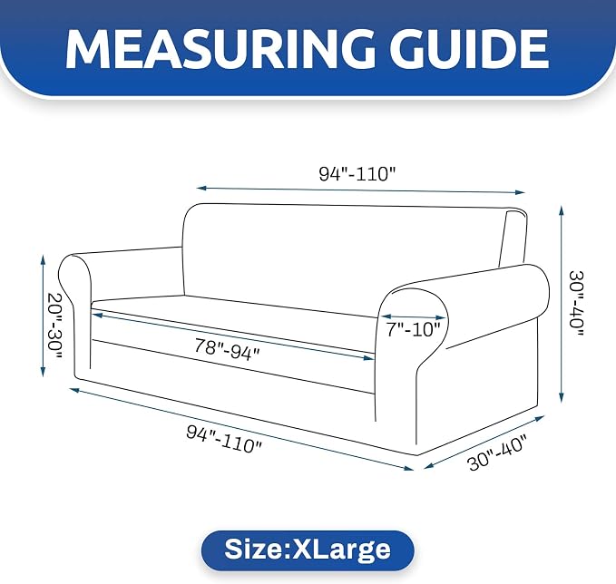 Stretch Oversized Couch Covers for Sofa Slipcover,Peacock Blue | 1-Piece Washable Sofa Cover (94"-110") 4-Seater Furniture Protector, Soft Jacquard Non-Slip Elastic Bottom for Dogs & Kids