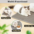 HCY&WLD Cat Litter Mat, Honeycomb Double Layer Litter Trapping Mat | Safe Materials, Soft on Paws, Waterproof Urine Proof Non-Slip, Protects Floors, Less Waste, Easy to Clean, Gray, 30" x 22"