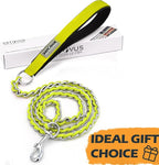 S-ETOVUS-Chain Dog Leash, Bite-Proof Metal Leash, with Padded Handle | Three Sizes 7.25FT/5.2FT/4FT, Woven From Nylon Rope And Chain, Durable And Bite-Resistant, Comfortable With Padded Handles