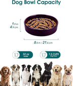 vancasso Slow Feeder Dog Bowl, 1.5 Cup Ceramic Slow Feeding Food Dish for Small and Medium Breed, Puzzle Dog Food Bowl for Fast Eater, Dark Purple