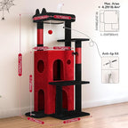 Globlazer Gothic Cat Tree Tower for Indoor Cats, 50-inch Goth Adult Cat Tree House for Large Adult Cats with Steps, Scratching Post, 2 Cat Caves, Dangling Toys, FC50, Blood-Goth