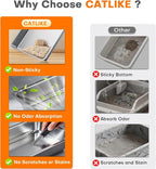 CATLIKE XXXL Stainless Steel Cat Litter Box - 3-Layer Urine Leak-Proof, Enclosed Design w/Charcoal Filter for Maine Coon & Multi-Cat Homes, Includes Metal Scoop & Extra Large Mat (2026 Upgrade)