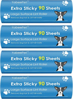 4-Pack Lint Roller Refills - 6.3 inch Width, 90 Sheets per Roll (360 Sheets Total)