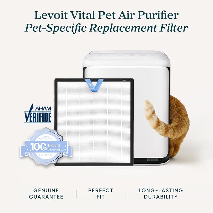 Levoit Genuine Vital Pet Pro Air Purifier Replacement Filter,1 Pack | Genuine Vital Pet Series Air Purifier Filters, Supports HEPA Sleep Mode, High-Efficiency Activated Carbon,White