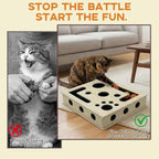 Cat Scratch Puzzle Enrichment Box with Bell Ball, Large Cat Nail File Enrichment Box with Sandpaper Liner, Stress-Free Alternative to Trimming Nails, for Indoor Cats