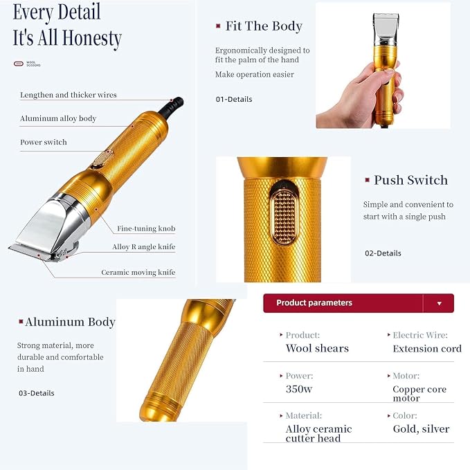 Dog Grooming Clippers Sheep Shears Horse Pet Thick Hair Trimmer | Powerful Electric professional dog clippers,heavy duty cat shaver,long matted thick coat Farm Livestock fur trimmers