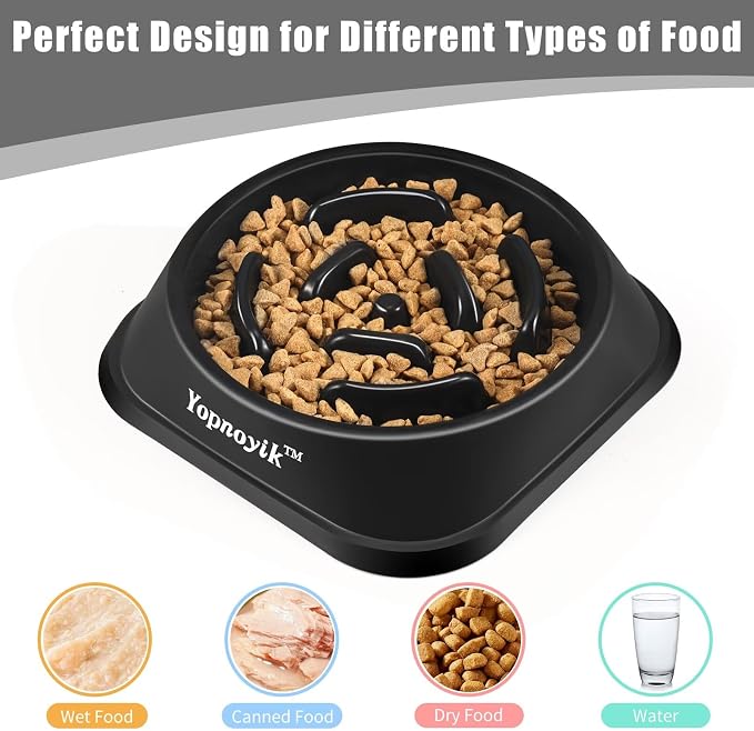 Slow Feeder Dog Bowls for Large Dogs | Non-Slip Base, Anti-Choking Design, Reduces Bloating & Overeating, Easy to Clean, 4 Cups