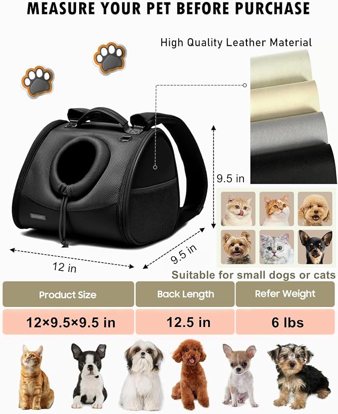 Small Dog Cat Chest Carrier Backpack,Adjustable Ventilated Front Facing Backpack Carrier for Small Dogs Cats Puppy,Airline Approved Lightweight Doggy Backpack for Travel Hiking Outdoor