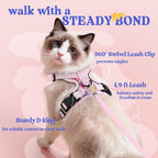 rabbitgoo Cat Harness and Leash Set, Escape Proof Vest, Purrty Pink | Soft Breathable Mesh, Easy Adjustable Fit, Snap Buckles, Sturdy Clip, Reflective Strips, for Average Cats Walks, S