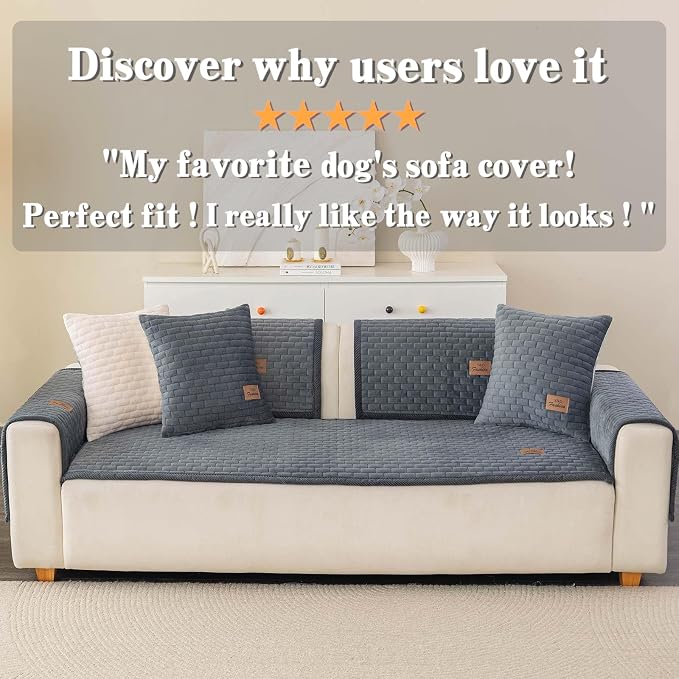 Washable Velvet Dog Couch Cover, Plush Pet Sofa Furniture Protector for 2-3 Cushion Couch, Non-Slip Washable Cover for Dogs(1PC/27.6"x70.9",Dark Grey)