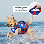 Kuoser Dog Life Jacket High Flotation, American Flag Dogs Life Vest for Swimming Boating, 4th of July Dog Lifejacket with Reflective & Rescue Handle, Adjustable Doggy Life Preserver for Small Dogs, S