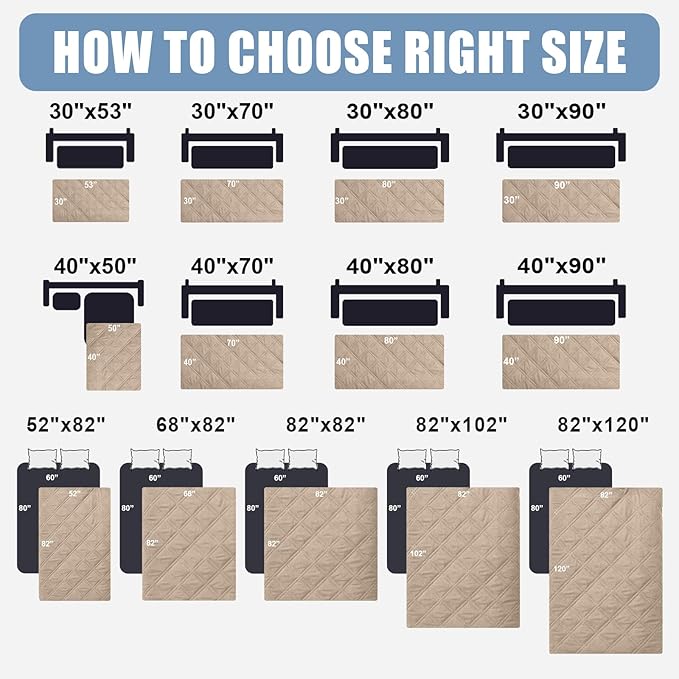 Smiry Waterproof Reversible Pet Couch Covers for Dogs | Pet Friendly, Soft Fabric, Washable Sofa Furniture Protector for Dogs Cat Kids, Checkered (40"x40", Taupe/Beige)
