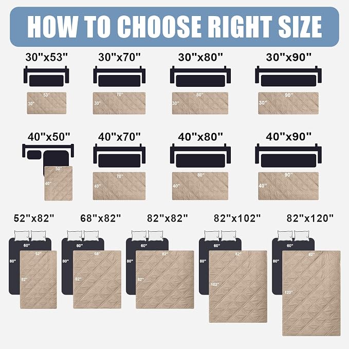 Smiry Waterproof Reversible Pet Couch Covers for Dogs | Pet Friendly, Soft Fabric, Washable Sofa Furniture Protector for Dogs Cat Kids, Checkered (30"x70", Taupe/Taupe)
