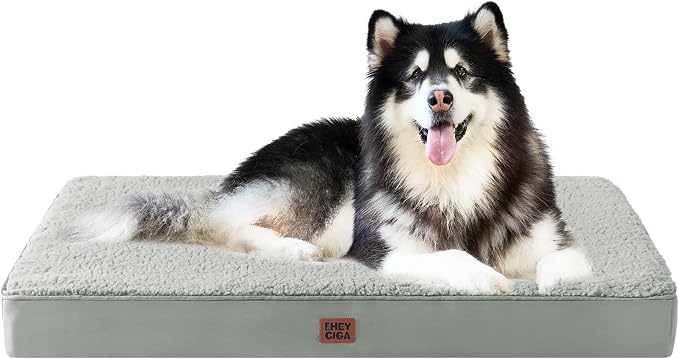 EHEYCIGA Orthopedic Dog Bed Extra Large with Removable Washable Cover,47x29 | Egg Crate Foam Support,Durable Oxford fabric,Non-Slip Bottom,Machine Washable,Soft Waterproof Plush Pet Bed Mat For Crate