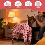 Dog Pajamas for Large Dogs, Soft Stretchy Lightweight Dog Onesie with Red Heart Print, Breathable Full Body Dog PJs for Recovery, Sleeping & Calming (4XL, 75–95 lbs)
