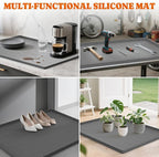 Pawtners Silicone Cat Litter Mat 34 x 22 in, Easy to Clean, Gray, 1 Pack | Non-Slip Kitty Litter Mat for Floor, Waterproof & Urine-Proof Cat Litter Mat Litter Trapping Mat, Soft on Kitty Paws