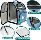 PetAmi Dog Backpack Carrier for Small Medium Dogs Large Cats up to 18 lbs, 2 Side Entry, Structured No-Collapse Frame, Airline Approved Ventilated Pet Backpack for Hiking Camping Travel, Light Blue