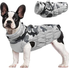 FUAMEY Dog Cold Weather Coats Reflective Dog Warm Jacket with Harness | Fleece Puppy Coat for Small Dogs Snow Puffer Vests with Zipper Reflective Turtleneck Jackets for Winter Gery Camo XS