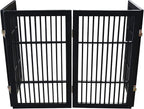 Urnporium Pet Dog Gate Freestanding, Strong Durable Folding Wooden Fence, Portable Acacia Hardwood Safety Barrier for Indoor & Outdoor Use (Black Pet Gate, 4 Panel 30" Tall)