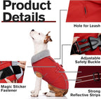 Lelepet Dog Coat Waterproof Dog Jacket Fleece Vest with Adjustable Buckle | Reflective Winter Coats with Adjustable Hook & Loop Closure Cold Weather Coats for Small Medium Large Dogs,Leash Hole Red, M