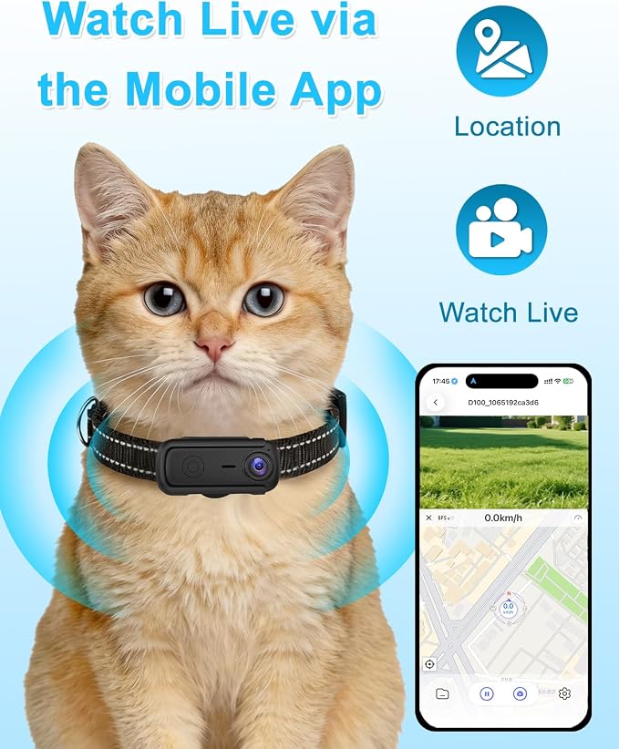 Cat Camera Collar with Phone APP & 1080P HD Video Record,XS-Size Pet POV Cam for Cats & Small Dogs,Mini Small Sports Video Cameras for Pets(Included 8GB SD Card),Pet Supplies Gift for Pet Owners