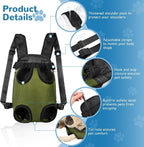 YUDODO Pet Dog Carrier Backpack Adjustable Front Carrier for Small Dog Cat | Legs Out Design, Easy-Fit Travel Backpack, Hiking and Walking, Durable Comfortable, Perfect for Outdoor, Army Green, S