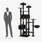 Meecal 79inch Giant Cat Tree for Indoor Cats Large Adult, Multi-Level Heavy Duty Cat Tower with Scratching Post, Cat Condo with Hammocks & Plush Perches, Black