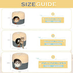 2-in-1 Foldable Cat Bed for Indoor Cats, Cat Cave & Sofa Bed | 19.7"D x 15"H, Reversible Plush & Linen Cushion,Enclosed Cat Bed, Hanging Cat Toys, Non-Slip, Large Cat Couch, Grey