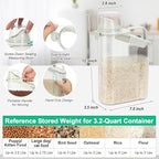 TBMax Rice Container Cereal Storage Container 2 Pack 3.2-Quart, Kitchen Pantry Dry Food Storage Holder with Easy-Pouring Spout & Handy Cup, Small Pet Dog Cat Food Dispenser for Daily Feeding