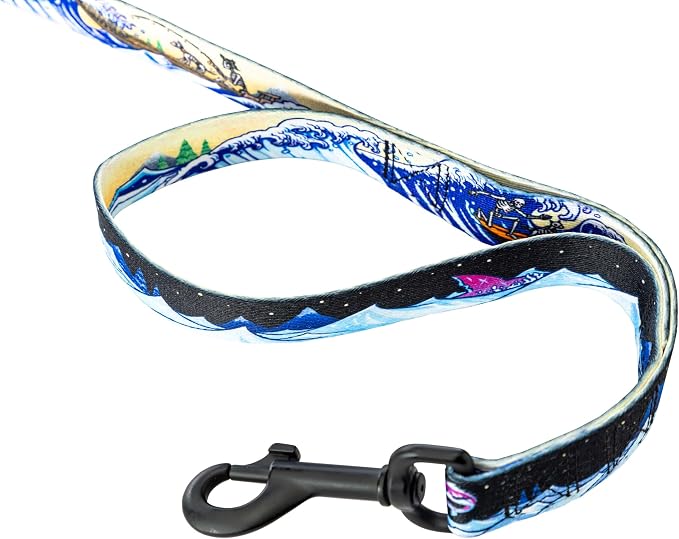 Wolfgang Heavy Duty Dog Leash, Pull-Tested for Walking & Training, MountainWave Print, Dual Handle Large