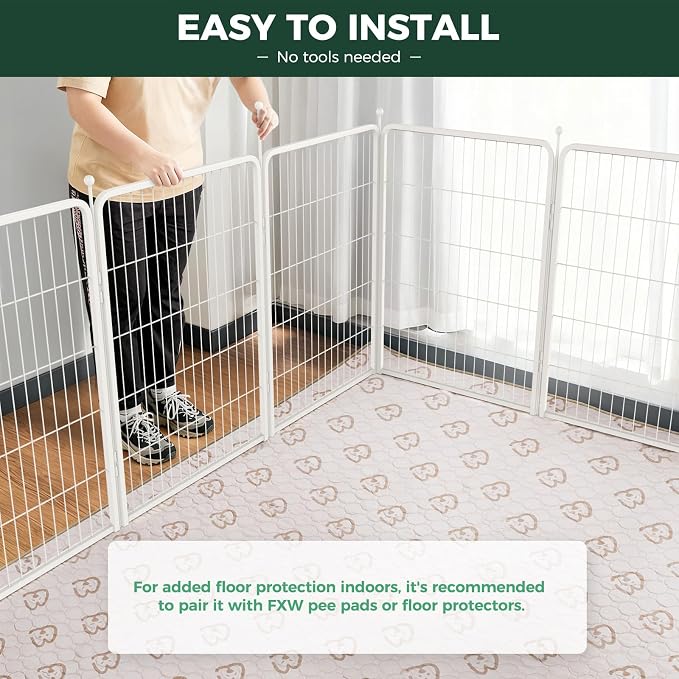 FXW Rollick Dog Playpen, Indoor, Yard & RV Camping, 40" H, 8 Panels | Easy setup, Heavy-duty, DIY layouts, for Medium & Large Dogs, Patented