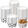 80 Packs Disposable Dog Bowls 12 Oz/1.5 Cup Pet Feeding Bowl for Small Dogs, Cats - Leakproof Paw Paper Pet Bowl for Wet Food, Water