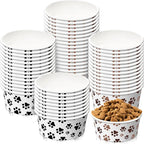 80 Packs Disposable Dog Bowls 12 Oz/1.5 Cup Pet Feeding Bowl for Small Dogs, Cats - Leakproof Paw Paper Pet Bowl for Wet Food, Water