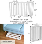 ZJSF Foldable Freestanding Indoor Dog Gate for House Wood White Long Pet Gates Dog Fence for Stairs Puppy Gates for Hallways,Pet Fence, Puppy Gate,Support Feet Included 32 "Height-3 Panels