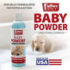Jeffers Pet Baby Powder Tearless Shampoo for Puppies & Kittens, 17 oz - Concentrated Deodorizing Shampoo for Dogs & Cats with Natural Oils & Conditioners, pH Balanced, Soap Free Formula, Made in USA