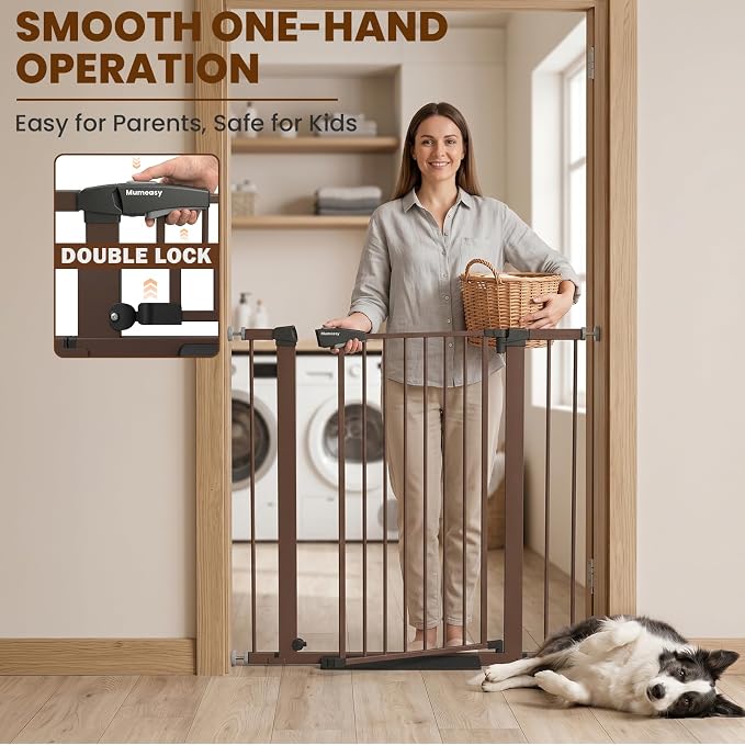 Mumeasy 36" High Extra Tall Dog Gate, 29.7"-40.5" Wide Pressure Mounted Tall Baby Gate for Dog, Auto Close Pet Gate with Door for Stairs,Doorways,House,Black