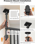 Extra Tall Cat Gate, 74.8”–90.5” High x 30.3”–38.2” Wide, No-Drill Pressure Mounted Safety Barrier for Doorways, Stairs, Hallways, Multi-Pet Separation，Black