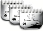 3 Pack 10 Blade Dog Grooming Blades Compatible with Andis Clippers | Dog Clipper Blades for Oster A5/Wahl KM ,Detachable Stainless Steel Blade,Size-10, 1/16-Inch Cut Length