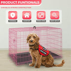 FDW Dog Crate Dog Kennel Cage with Double Door,36 inch Folding Metal Wire Dog Cage with Removable Tray&Divider Panel,Pet Crate for Medium Dogs,Pink