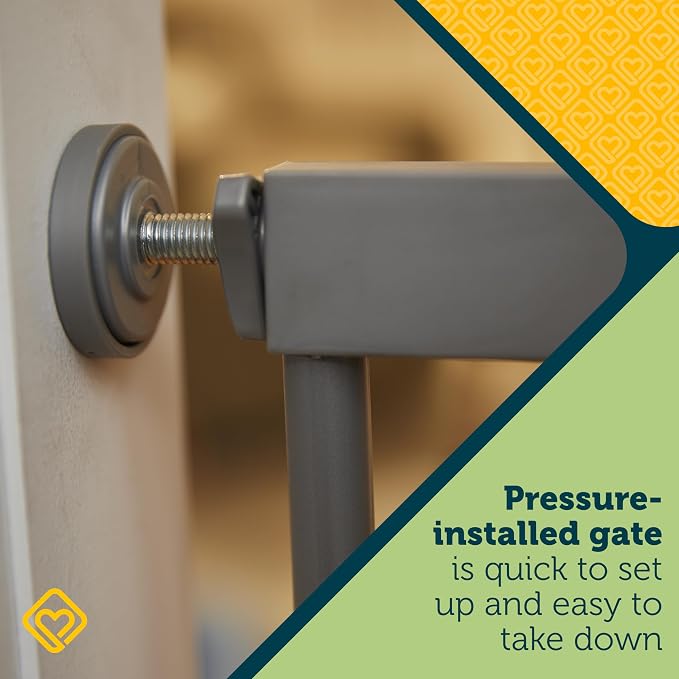 Safety 1st Walk Through Baby Gate with Door, Adjustable Pressure Mount Lift, Dog Gates, Fits 29"-38" Wide, 1-Pack, Silver