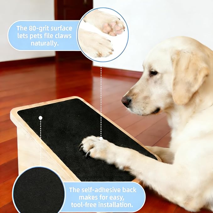 Pet Nail Filing Sandpaper, Scratch Board Replacement, Black, 10in x 13ft | Self-Adhesive Dog & Cat, Nail Grooming Alternative, Furniture Door Wall Protector, DIY Pet Scratch Pad