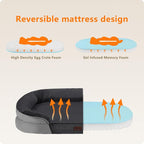 Dwanton Orthopedic Dog Bed for Extra Extra Large Dogs with Gel Memory Foam, Waterproof Dog Sofa, Washable Pet Bed with Four Sided Bolster Cushion, Removable Cover & Non-Slip Bottom, 48", Dark Grey