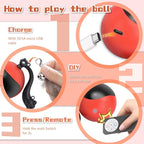 Interactive Cat Toy Ball, Automatic Self-Rolling Cat Toy with Feather Tail, Rechargeable Smart Cat Ball for Indoor Cats（Red）