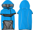 Mile High Life Dog Raincoat, Adjustable Waterproof Pet Rain Jacket, Reflective Hooded Poncho for Small Medium Large Dogs, Lightweight Breathable Pet Rain Coat (Blue,L Chest 26"-33")