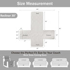 Quilted Recliner Chair Covers, Soft Lazy Boy Chair Covers, Water-Repellent Large Recliner Covers, Pet Friendly Chair Cover for Dogs Cats, Washable Sofa Cover (Recliner 30", Arctic White)