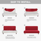 Easy-Going 100% Waterproof Futon Cover, Stretch Futon Slipcover Medium | Dual Waterproof Armless Futon Couch Cover, Leakproof Sofa Bed Furniture Protector for Kids Pets Dog Cat, Christmas Red