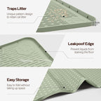 Silicone Cat Litter Mat for Litter Box 40”x40” Large Cat Mat, Green | Waterproof, Non-Slip, Leak-Proof Rug Mat with Lip, Easy to Clean, Extra Large Litter Catcher Mat for Floor
