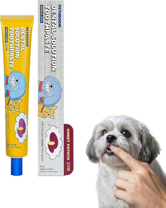 PETHROOM Pet Dental Solution Toothpaste for Dog & Cat, Sweet Potato Flavor | Enzymatic Toothpaste for Fresh Breath & Plaque Control, Gentle Daily Dental Care, Net Wt 2.1 oz