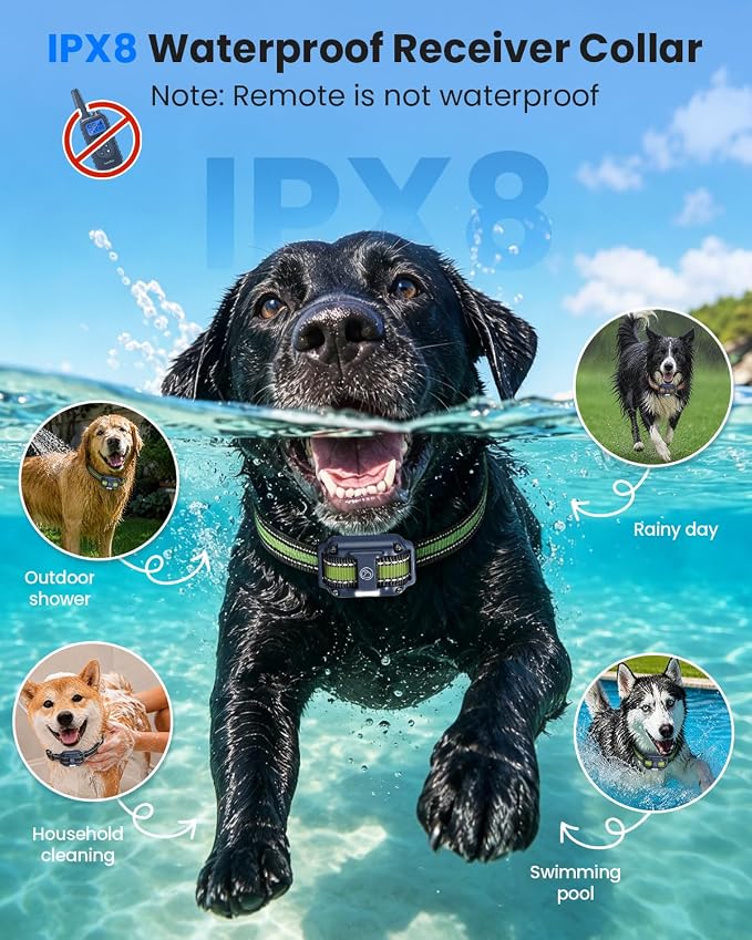 Shock Collar for 3 Dogs, Dog Training Collar with Remote, Rechargeable | Dog E-Collar Beep/Vibration/Shock/LED Light, 3300FT Long Range, IPX8 Waterproof, Fits Small Medium Large 5-120Lbs